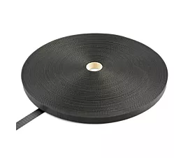 Tout - Black Webbing Sangle en polyester 25mm - 2250kg - 100m en rouleau - Noir